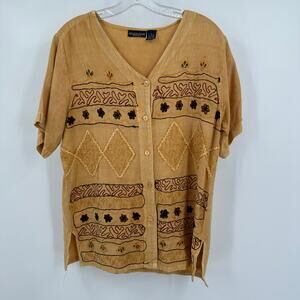 Speed Star Womens Top S Embroidered Beaded Boho Festival Artsy Global Statement